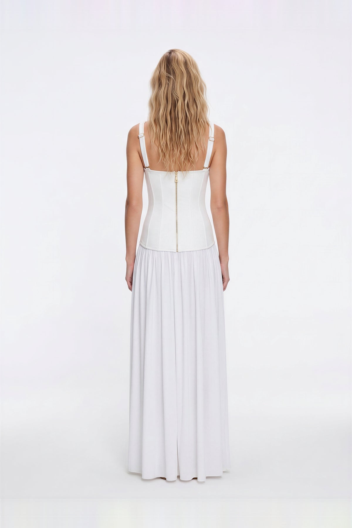 Isabella White Scoop Neck Corset-Style Maxi Dress by Moeva | Dress from MOEVA's luxury swimwear and resortwear collection, perfect for beach days, resort escapes and summer styling.