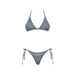Isola Blue Metallic Knit Triangle Low Waist Bikini Set | Moeva | Bikini Set | Each week unveils new pieces—luxury swimwear, fluid resort silhouettes, and elevated summer-to-evening essentials designed to carry you from coastal escapes to city nights.