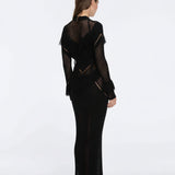 Itzel Black Knitted Mesh Long-Sleeve Kaftan | Moeva | Kaftans | Each week unveils new pieces—luxury swimwear, fluid resort silhouettes, and elevated summer-to-evening essentials designed to carry you from coastal escapes to city nights.