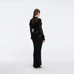 Itzel Black Knitted Mesh Long-Sleeve Kaftan | Moeva | Kaftans | Each week unveils new pieces—luxury swimwear, fluid resort silhouettes, and elevated summer-to-evening essentials designed to carry you from coastal escapes to city nights.