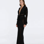 Itzel Black Knitted Mesh Long-Sleeve Kaftan | Moeva | Kaftans | Each week unveils new pieces—luxury swimwear, fluid resort silhouettes, and elevated summer-to-evening essentials designed to carry you from coastal escapes to city nights.