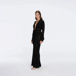 Itzel Black Knitted Mesh Long-Sleeve Kaftan | Moeva | Kaftans | Each week unveils new pieces—luxury swimwear, fluid resort silhouettes, and elevated summer-to-evening essentials designed to carry you from coastal escapes to city nights.