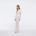 Itzel White Knitted Mesh Long-Sleeve Kaftan | Moeva | Kaftans | Each week unveils new pieces—luxury swimwear, fluid resort silhouettes, and elevated summer-to-evening essentials designed to carry you from coastal escapes to city nights.