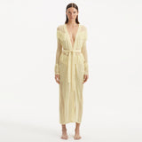 Itzel Yellow Knitted Mesh Long-Sleeve Kaftan
