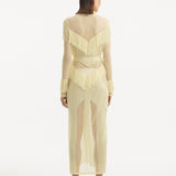 Itzel Yellow Knitted Mesh Long-Sleeve Kaftan