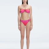 "Model wearing the Ilana Gradient  Bikini Set from the front, showcasing the chic bandeau style and elegant buckle detail."

