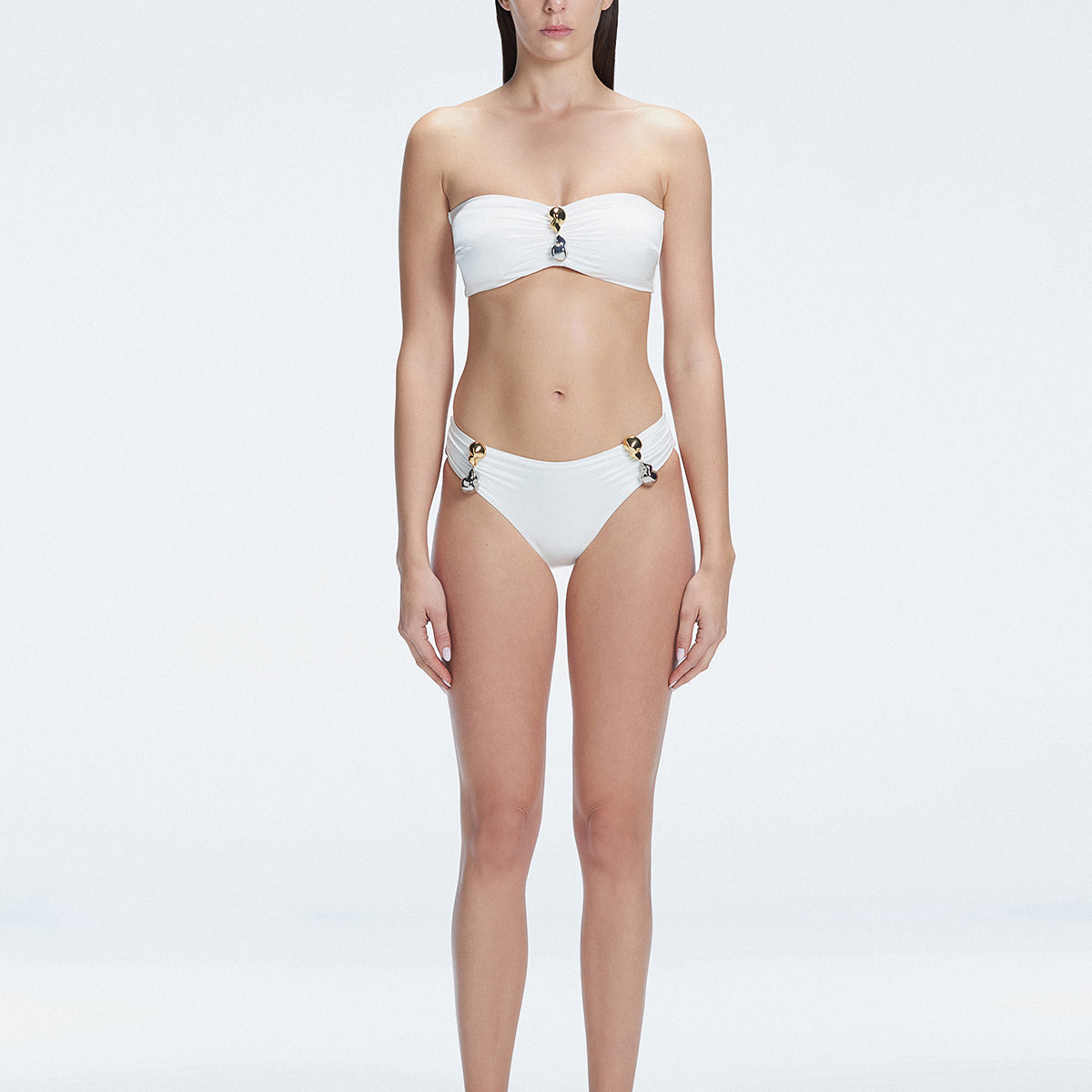 Ilana White Bandeau Satin Bikini Top | Moeva | Bikini Top | Each week unveils new pieces—luxury swimwear, fluid resort silhouettes, and elevated summer-to-evening essentials designed to carry you from coastal escapes to city nights.
