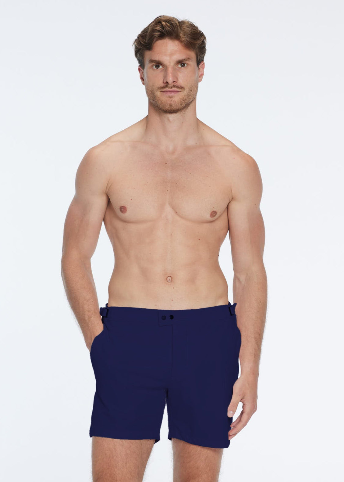 Jack Navy Blue Bulldog Swim Shorts | Moeva | Shorts | Each week unveils new pieces—luxury swimwear, fluid resort silhouettes, and elevated summer-to-evening essentials designed to carry you from coastal escapes to city nights.