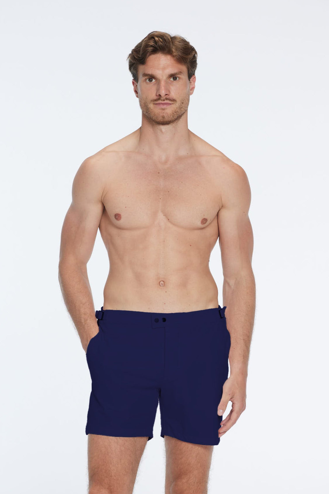 Jack Navy Blue Bulldog Swim Shorts | Moeva | Men Swim Stretch Shorts | Each week unveils new pieces—luxury swimwear, fluid resort silhouettes, and elevated summer-to-evening essentials designed to carry you from coastal escapes to city nights.