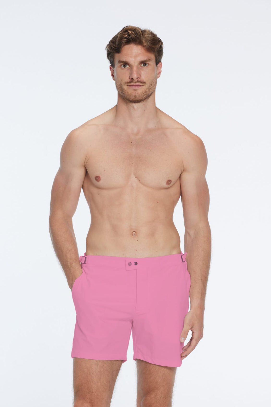 Jack Pink Bulldog Swim Shorts | Moeva | Shorts | Each week unveils new pieces—luxury swimwear, fluid resort silhouettes, and elevated summer-to-evening essentials designed to carry you from coastal escapes to city nights.