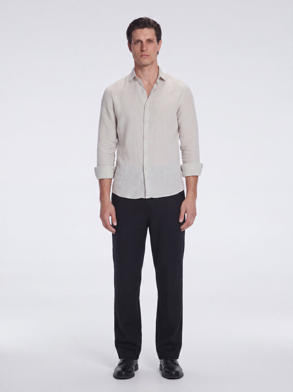 James Khaki Linen Slim-Fit Shirt