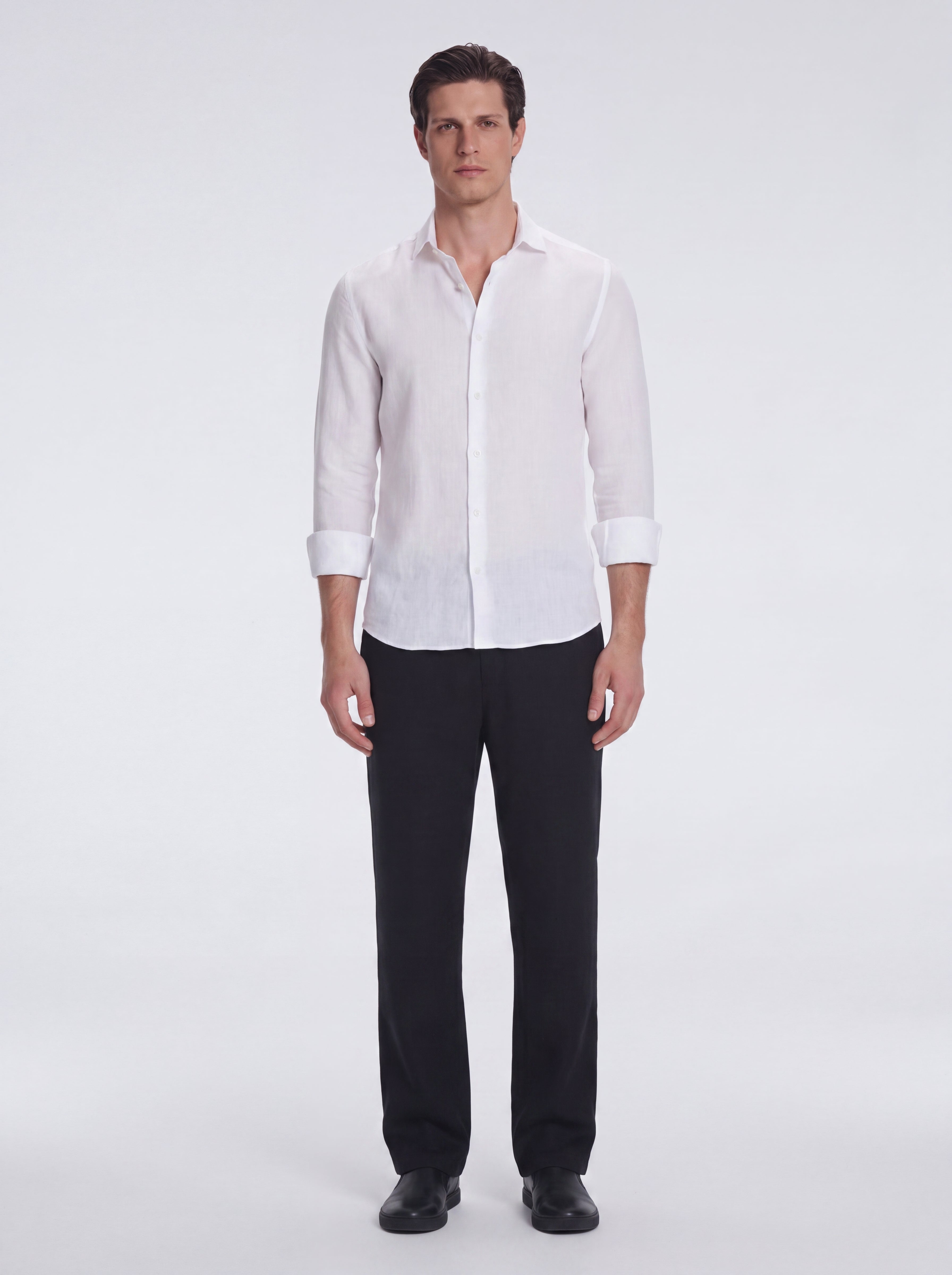 James White Linen Slim-Fit Shirt | Moeva | Shirt | Each week unveils new pieces—luxury swimwear, fluid resort silhouettes, and elevated summer-to-evening essentials designed to carry you from coastal escapes to city nights.