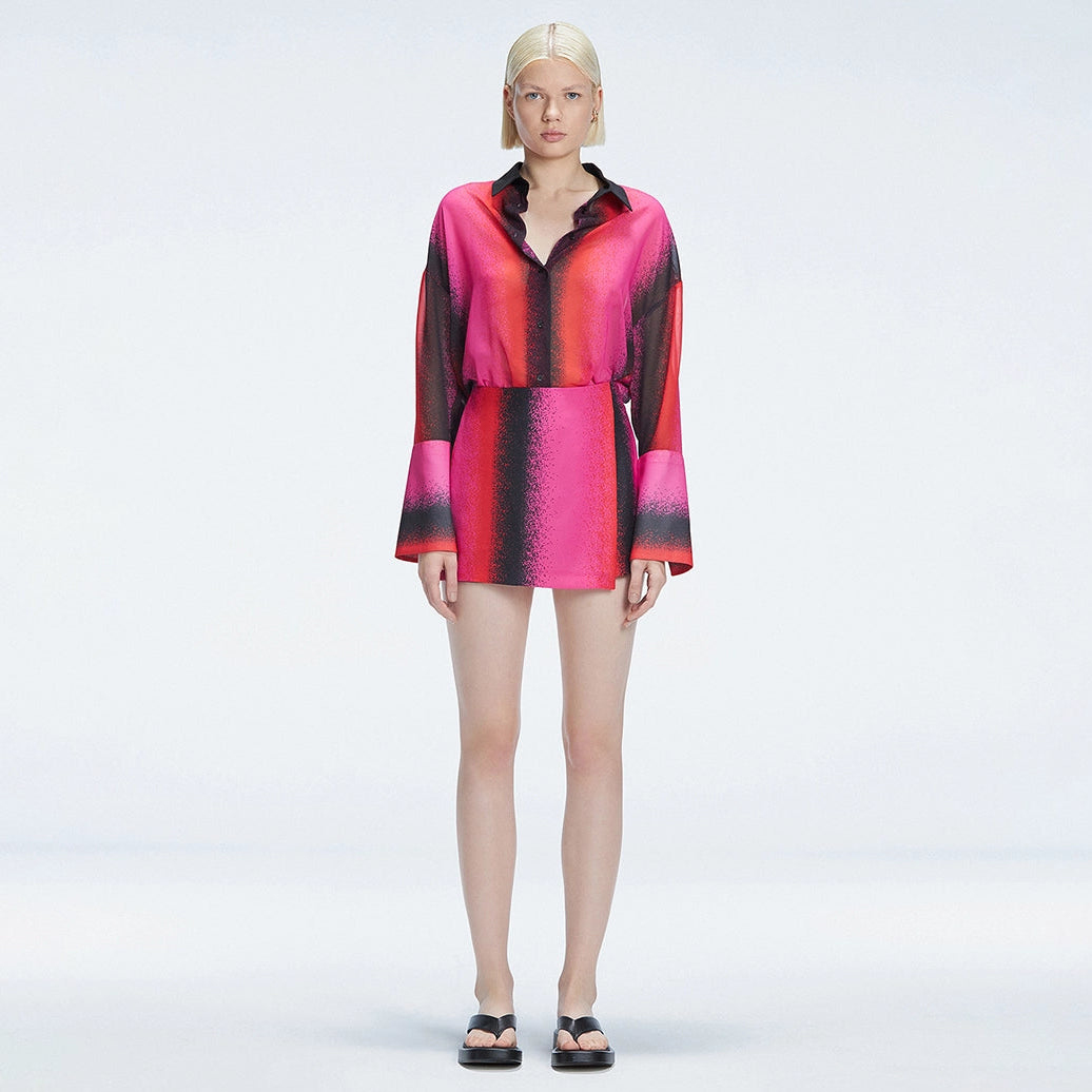 Janine Red Degraded Long Sleeve Shirt | Moeva | Shirt | Each week unveils new pieces—luxury swimwear, fluid resort silhouettes, and elevated summer-to-evening essentials designed to carry you from coastal escapes to city nights.