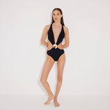 Jolanda Black Halter Monokini | Moeva | Swimsuit | Each week unveils new pieces—luxury swimwear, fluid resort silhouettes, and elevated summer-to-evening essentials designed to carry you from coastal escapes to city nights.