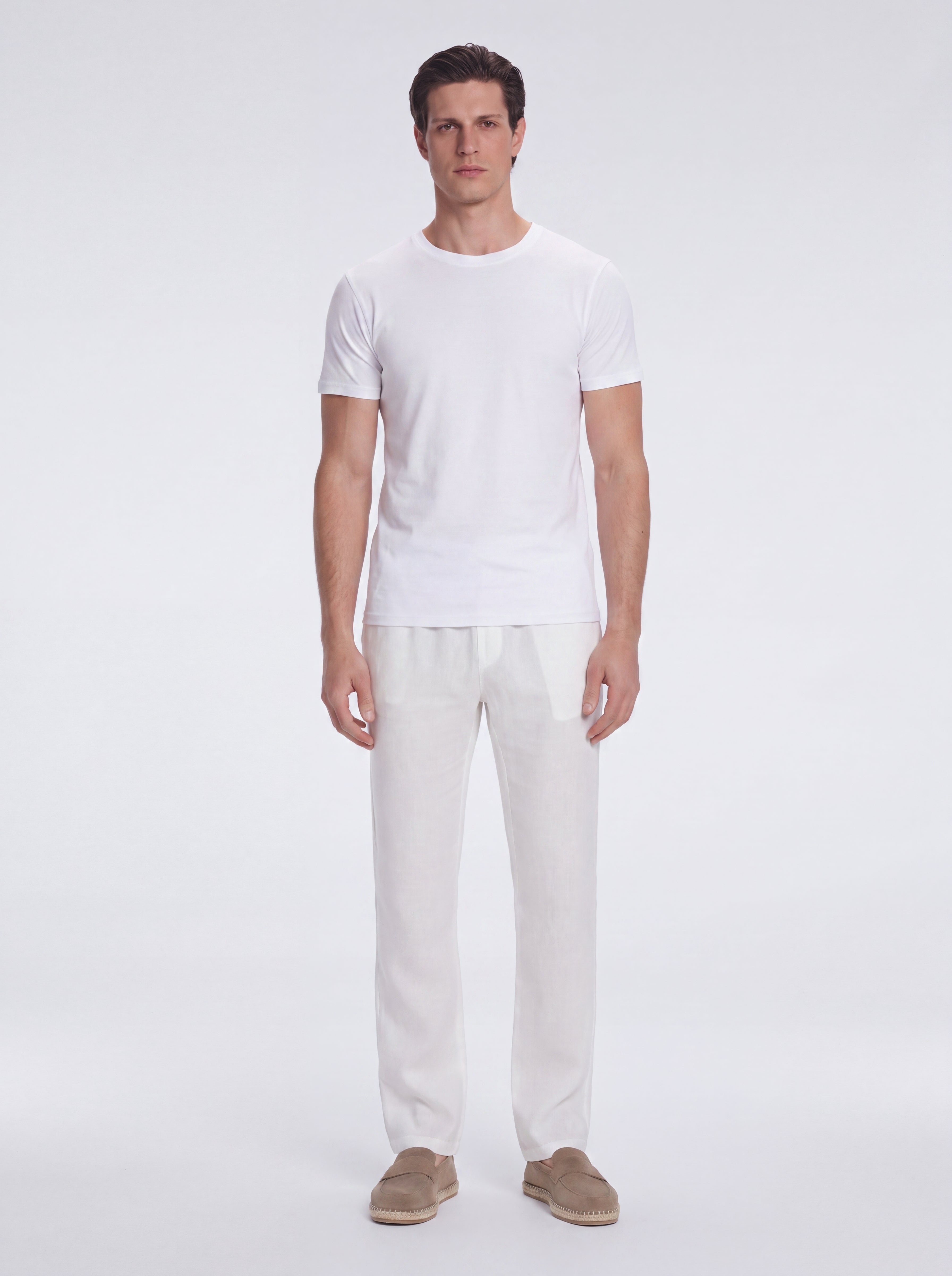 Joseph White Linen Straight-Leg Pants | Moeva | Pants | Each week unveils new pieces—luxury swimwear, fluid resort silhouettes, and elevated summer-to-evening essentials designed to carry you from coastal escapes to city nights.