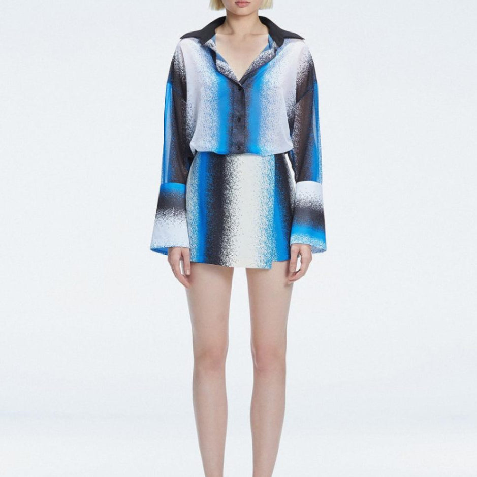 Gillian Blue Degraded Mini Skort | Moeva | Skort | Each week unveils new pieces—luxury swimwear, fluid resort silhouettes, and elevated summer-to-evening essentials designed to carry you from coastal escapes to city nights.