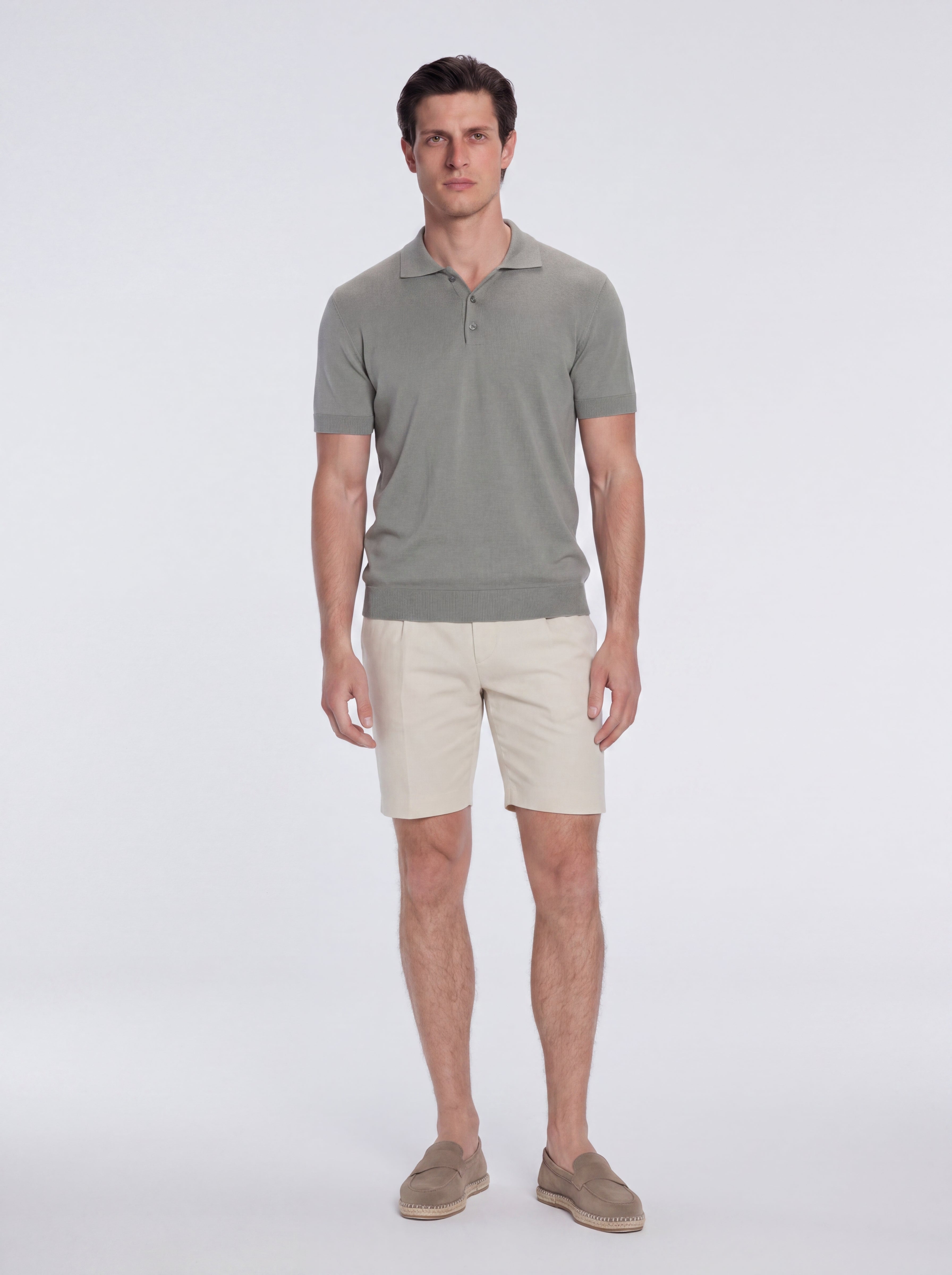 Johan Khaki Cotton Polo Shirt whit Buttons | Moeva | T-Shirt | Each week unveils new pieces—luxury swimwear, fluid resort silhouettes, and elevated summer-to-evening essentials designed to carry you from coastal escapes to city nights.