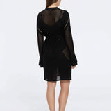 Kenga Knitted Knee-Length Long-Sleeve Belted Black Kaftan | Moeva | Kaftans | Each week unveils new pieces—luxury swimwear, fluid resort silhouettes, and elevated summer-to-evening essentials designed to carry you from coastal escapes to city nights.