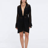 Kenga Knitted Knee-Length Long-Sleeve Belted Black Kaftan | Moeva | Kaftans | Each week unveils new pieces—luxury swimwear, fluid resort silhouettes, and elevated summer-to-evening essentials designed to carry you from coastal escapes to city nights.