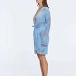 Kenga Knitted Knee-Length Long-Sleeve Belted Baby Blue Kaftan | Moeva | Kaftans | Each week unveils new pieces—luxury swimwear, fluid resort silhouettes, and elevated summer-to-evening essentials designed to carry you from coastal escapes to city nights.
