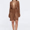 Kenga Knitted Knee-Length Long-Sleeve Belted Brown Kaftan | Moeva | Kaftans | Each week unveils new pieces—luxury swimwear, fluid resort silhouettes, and elevated summer-to-evening essentials designed to carry you from coastal escapes to city nights.