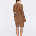 Kenga Knitted Knee-Length Long-Sleeve Belted Brown Kaftan | Moeva | Kaftans | Each week unveils new pieces—luxury swimwear, fluid resort silhouettes, and elevated summer-to-evening essentials designed to carry you from coastal escapes to city nights.