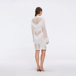 Kenga Knitted Knee-Length Long-Sleeve Belted White Kaftan | Moeva | Kaftans | Each week unveils new pieces—luxury swimwear, fluid resort silhouettes, and elevated summer-to-evening essentials designed to carry you from coastal escapes to city nights.