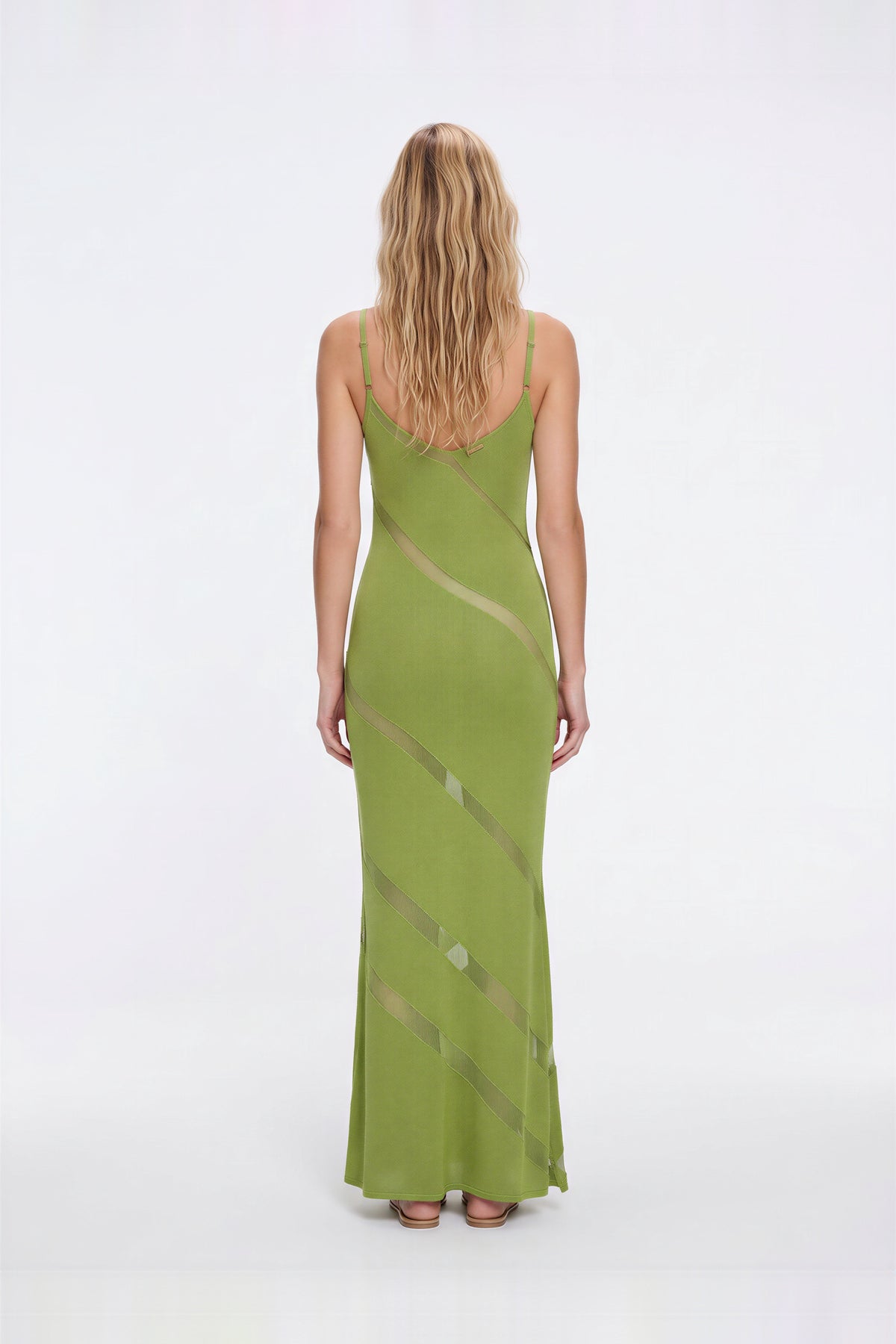 Kiria Green Sheer Panel Maxi Dress