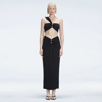Esmeralda Black Maxi Skirt with Front Ruched Detail | Moeva | Skirt | Each week unveils new pieces—luxury swimwear, fluid resort silhouettes, and elevated summer-to-evening essentials designed to carry you from coastal escapes to city nights.