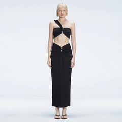 Esmeralda Black Maxi Skirt with Front Ruched Detail | Moeva | Skirt | Each week unveils new pieces—luxury swimwear, fluid resort silhouettes, and elevated summer-to-evening essentials designed to carry you from coastal escapes to city nights.