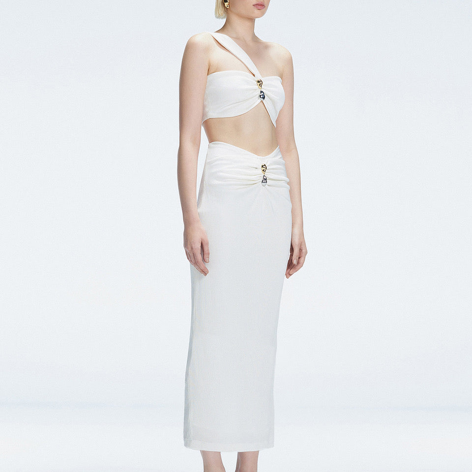 Lane White Textured One Shoulder Crop Top | Moeva | Crop Top | Each week unveils new pieces—luxury swimwear, fluid resort silhouettes, and elevated summer-to-evening essentials designed to carry you from coastal escapes to city nights.