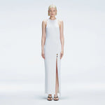 Louisa White Halter Knit Maxi Dress with Slit Detail | Moeva | Dress | Each week unveils new pieces—luxury swimwear, fluid resort silhouettes, and elevated summer-to-evening essentials designed to carry you from coastal escapes to city nights.