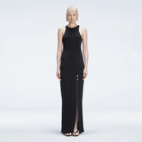 Louisa Black Halter Knit Maxi Dress with Slit Detail | Moeva | Dress | Each week unveils new pieces—luxury swimwear, fluid resort silhouettes, and elevated summer-to-evening essentials designed to carry you from coastal escapes to city nights.