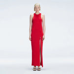 Louisa Red Halter Knit Maxi Dress with Slit Detail | Moeva | Dress | Each week unveils new pieces—luxury swimwear, fluid resort silhouettes, and elevated summer-to-evening essentials designed to carry you from coastal escapes to city nights.