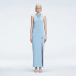 Louisa Blue Halter Knit Maxi Dress with Slit Detail | Moeva | Dress | Each week unveils new pieces—luxury swimwear, fluid resort silhouettes, and elevated summer-to-evening essentials designed to carry you from coastal escapes to city nights.