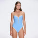 Lourmarin Blue-White Underwired Gold Button Detail Swimsuit | Moeva | Swimsuit | Each week unveils new pieces—luxury swimwear, fluid resort silhouettes, and elevated summer-to-evening essentials designed to carry you from coastal escapes to city nights.