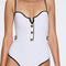 Lourmarin White Underwired Gold Button Detail Swimsuit | Moeva | Swimsuit | Each week unveils new pieces—luxury swimwear, fluid resort silhouettes, and elevated summer-to-evening essentials designed to carry you from coastal escapes to city nights.