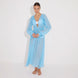Lula Silk Blouson-Sleeve Belted Sheer Blue Maxi Dress | Moeva | Beachwear Dresses | Each week unveils new pieces—luxury swimwear, fluid resort silhouettes, and elevated summer-to-evening essentials designed to carry you from coastal escapes to city nights.