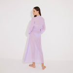 Lula Silk Blouson-Sleeve Belted Sheer Lilac Maxi Dress | Moeva | Beachwear Dresses | Each week unveils new pieces—luxury swimwear, fluid resort silhouettes, and elevated summer-to-evening essentials designed to carry you from coastal escapes to city nights.