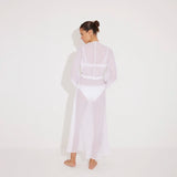 Lula Silk Blouson-Sleeve Belted Sheer White Maxi Dress | Moeva | Beachwear Dresses | Each week unveils new pieces—luxury swimwear, fluid resort silhouettes, and elevated summer-to-evening essentials designed to carry you from coastal escapes to city nights.