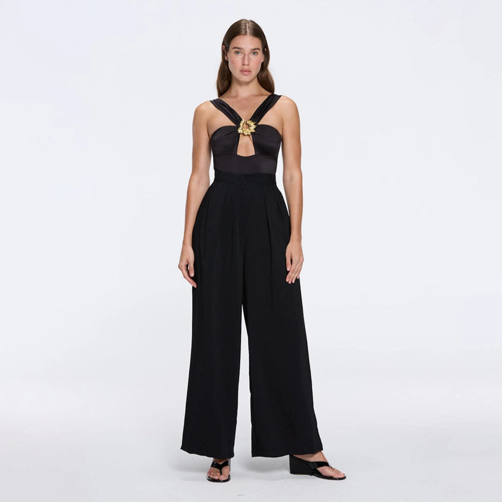 Manami Black High Waist Wide Leg Pants | Moeva | Women RTW Pants | Each week unveils new pieces—luxury swimwear, fluid resort silhouettes, and elevated summer-to-evening essentials designed to carry you from coastal escapes to city nights.
