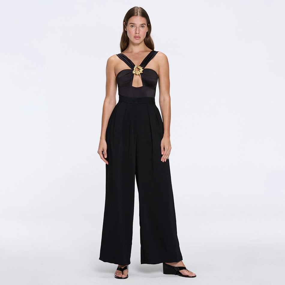 Manami Black High Waist Wide Leg Pants | Moeva | Pants | Each week unveils new pieces—luxury swimwear, fluid resort silhouettes, and elevated summer-to-evening essentials designed to carry you from coastal escapes to city nights.