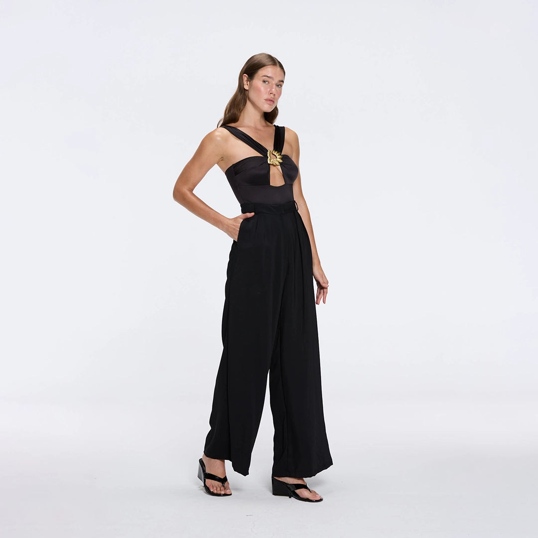 Manami Black High Waist Wide Leg Pants | Moeva | Pants | Each week unveils new pieces—luxury swimwear, fluid resort silhouettes, and elevated summer-to-evening essentials designed to carry you from coastal escapes to city nights.