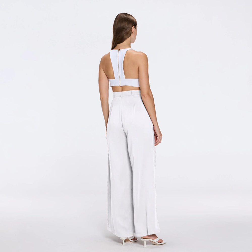 Manami White High Waist Wide Leg Pants | Moeva | Women RTW Pants | Each week unveils new pieces—luxury swimwear, fluid resort silhouettes, and elevated summer-to-evening essentials designed to carry you from coastal escapes to city nights.