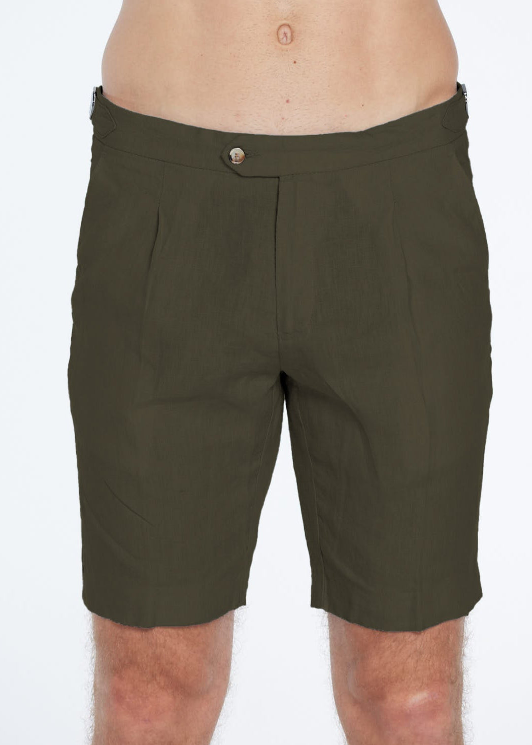 Marco Linen Army Green Shorts | Moeva | Shorts | Each week unveils new pieces—luxury swimwear, fluid resort silhouettes, and elevated summer-to-evening essentials designed to carry you from coastal escapes to city nights.