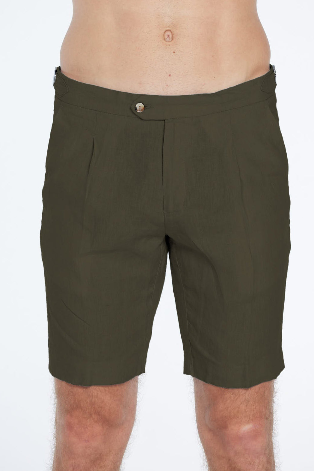 Marco Linen Army Green Shorts | Moeva | Shorts | Each week unveils new pieces—luxury swimwear, fluid resort silhouettes, and elevated summer-to-evening essentials designed to carry you from coastal escapes to city nights.