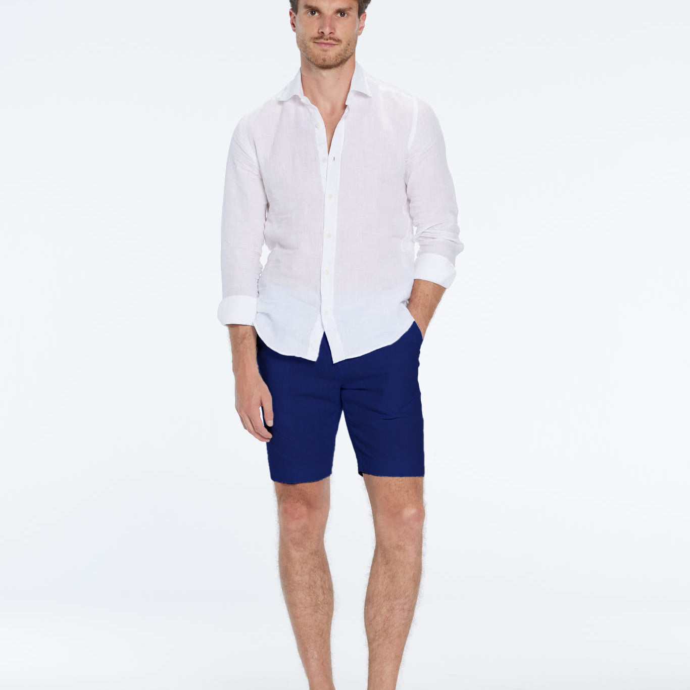 Marco Linen Cobalt Shorts | Moeva | Shorts | Each week unveils new pieces—luxury swimwear, fluid resort silhouettes, and elevated summer-to-evening essentials designed to carry you from coastal escapes to city nights.
