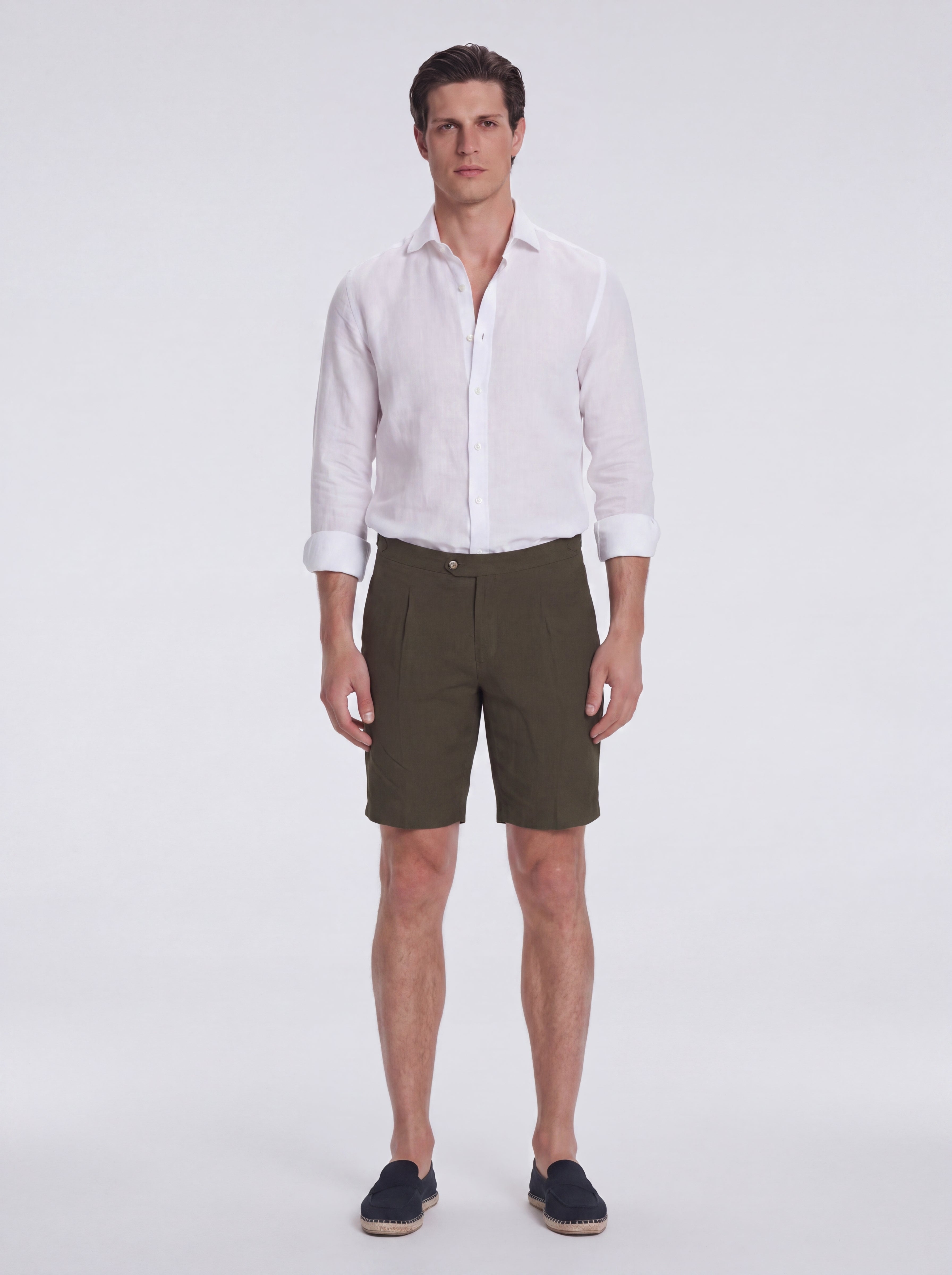 Marco Linen Army Green Shorts