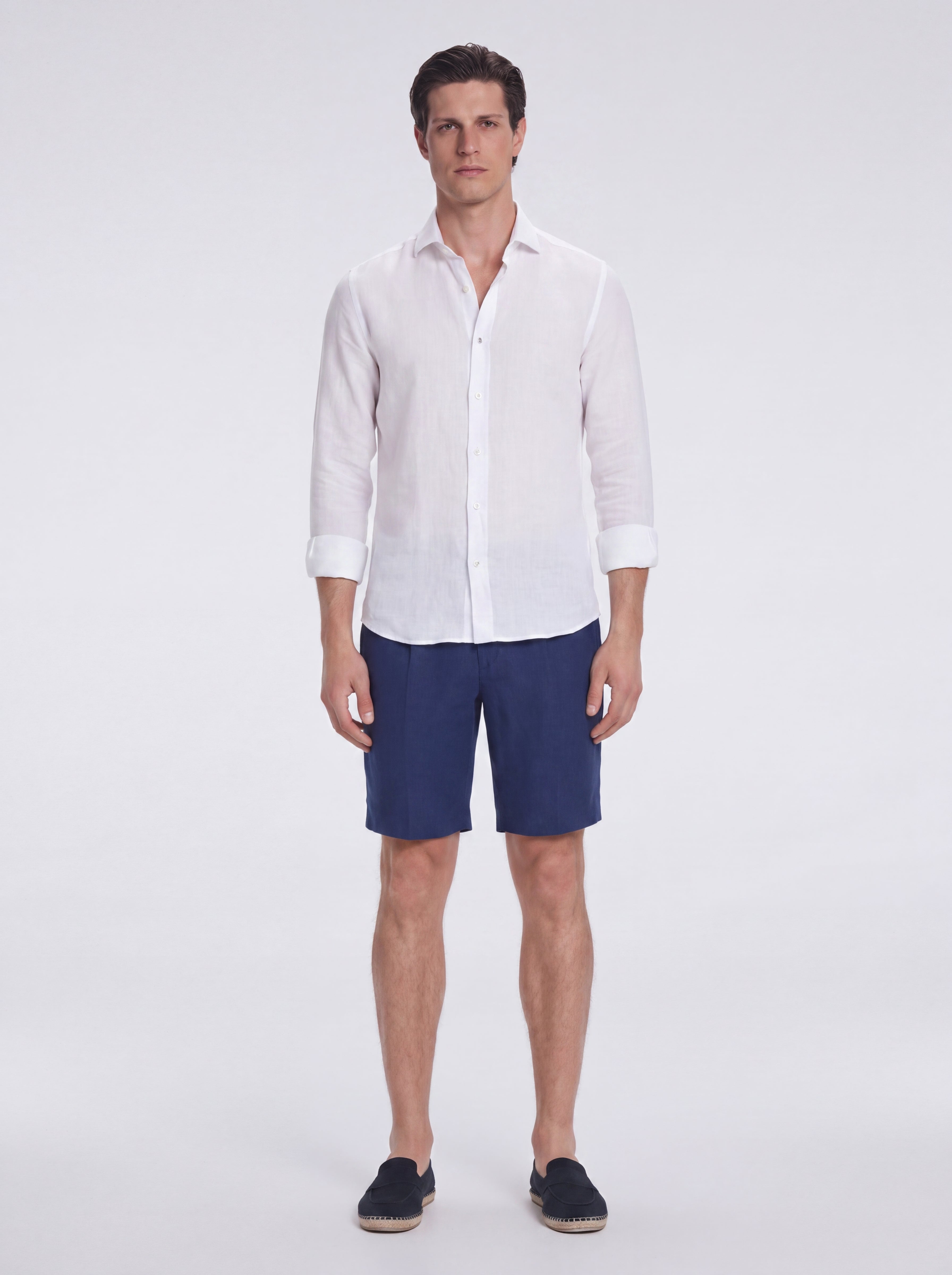 Marco Linen Navy Blue Shorts