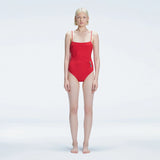 Marigold Red Corset Square Neck Swimsuit | Moeva | One-Piece | Each week unveils new pieces—luxury swimwear, fluid resort silhouettes, and elevated summer-to-evening essentials designed to carry you from coastal escapes to city nights.